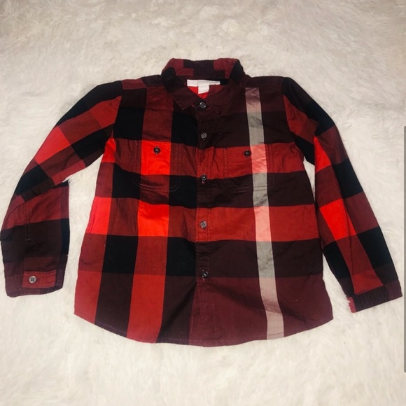 Burberry Toddler Boy Plaid Dress Shirt (Red) - Picture 3 of 5